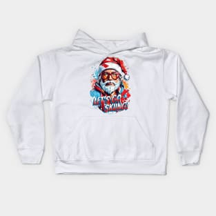 Let's Go Skiing - handsome Santa Claus Kids Hoodie